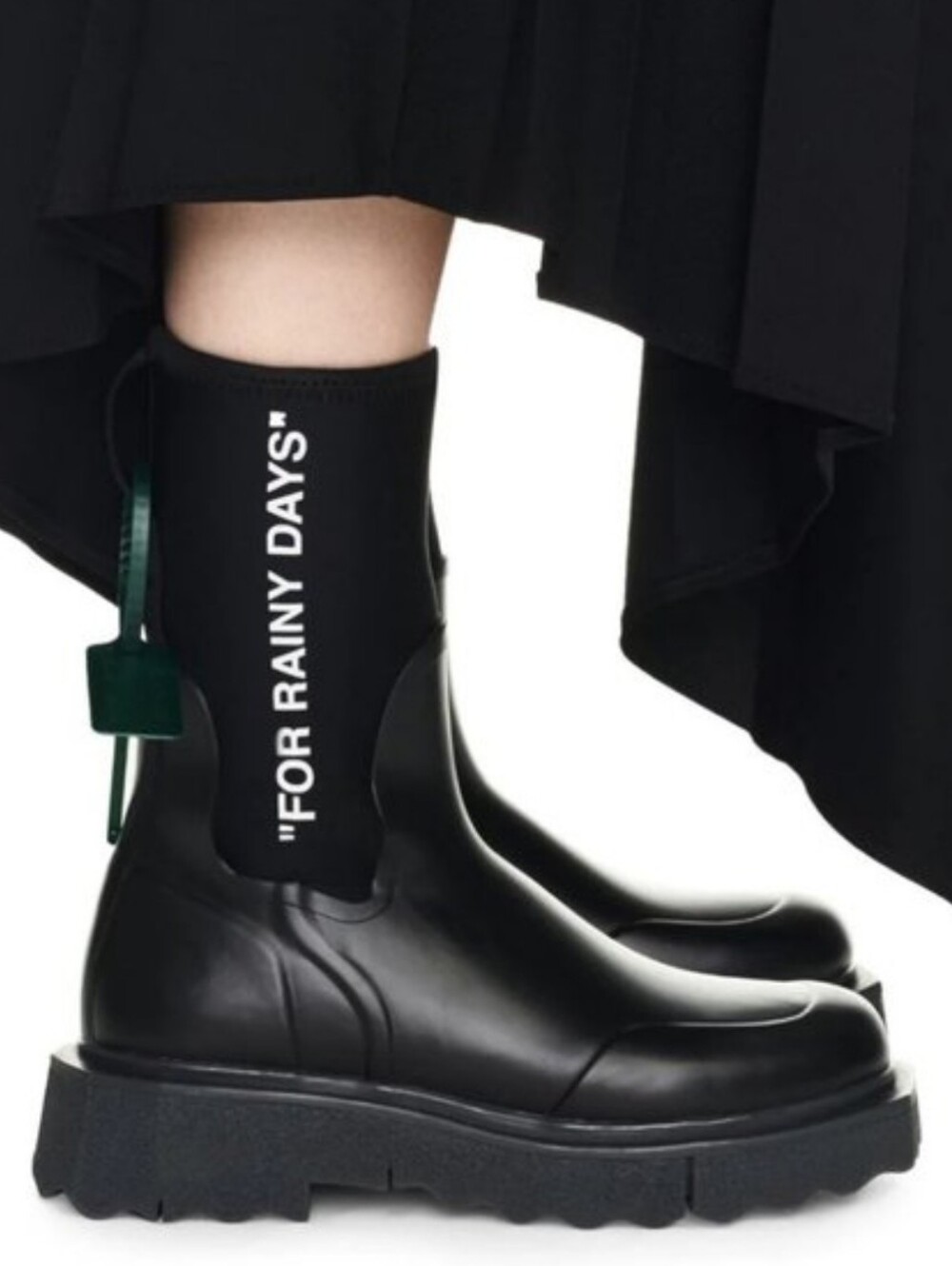 Off-White Wmns Zip-Tie Rain Boot 'For Rainy Days' - Black